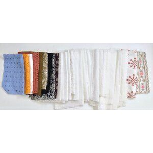 Eyelet & Embroidered Cotton Fabric Scrap Pack  - 30 Pieces